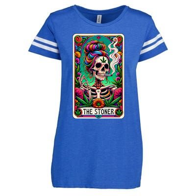 The Stoner Skeleton Tarot Card Funny 420 Cannabis Enza Ladies Jersey Football T-Shirt