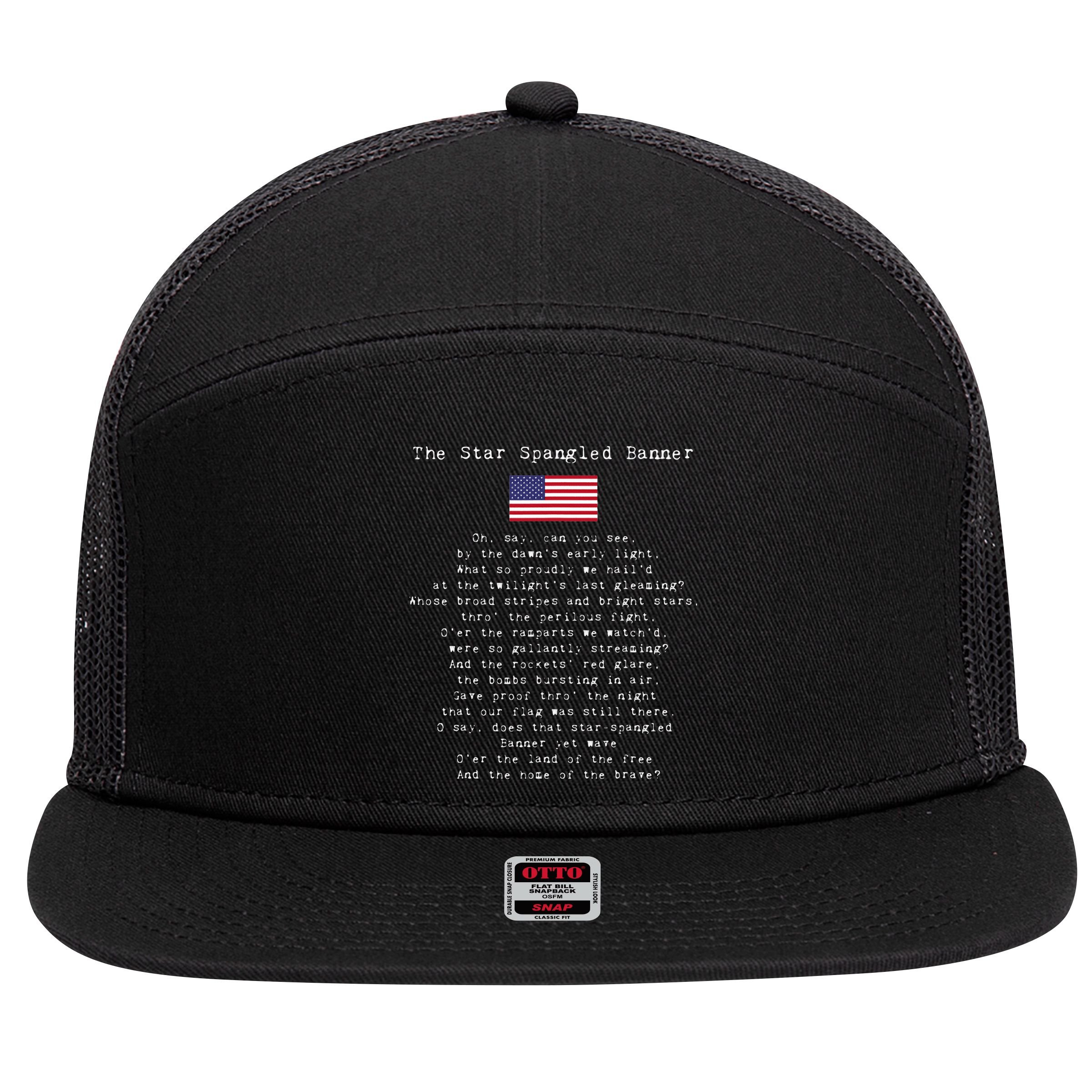 The Star Spangled Banner Patriotic Usa 7 Panel Mesh Trucker Snapback Hat