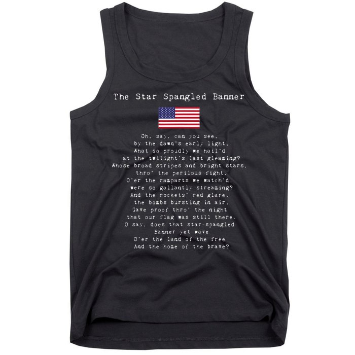 The Star Spangled Banner Patriotic Usa Tank Top