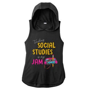 Teaching Social Studies Is My Jam Back To School Teacher Ladies PosiCharge Tri-Blend Wicking Draft Hoodie Tank