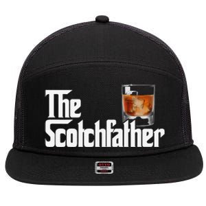 The Scotchfather Scotch Father Dad Father's Day Drinking 7 Panel Mesh Trucker Snapback Hat