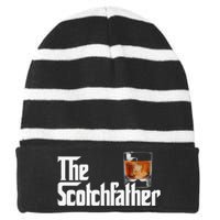 The Scotchfather Scotch Father Dad Father's Day Drinking Striped Beanie with Solid Band