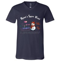 There S Snow Place Like The Library Christmas V-Neck T-Shirt