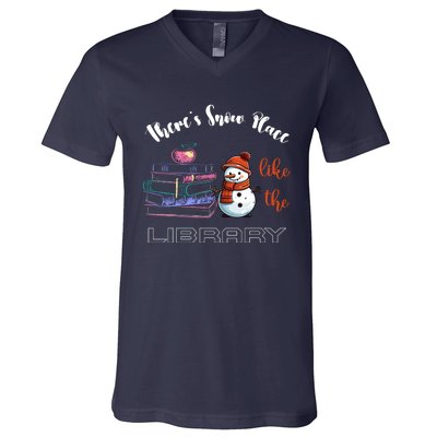 There S Snow Place Like The Library Christmas V-Neck T-Shirt