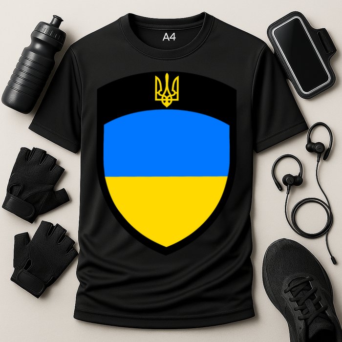 Tactical Shield Support 5 11 Ukraine Volodymyr Zelenskyy Trident Military Cooling Performance Crew T-Shirt