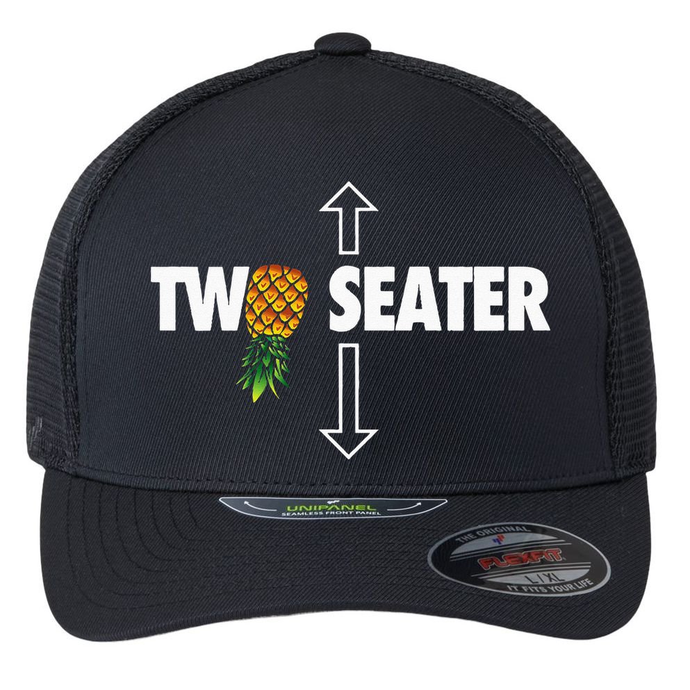 Two Seater Swinger Funny Upside Down Pineapple Swinger Flexfit Unipanel Trucker Cap