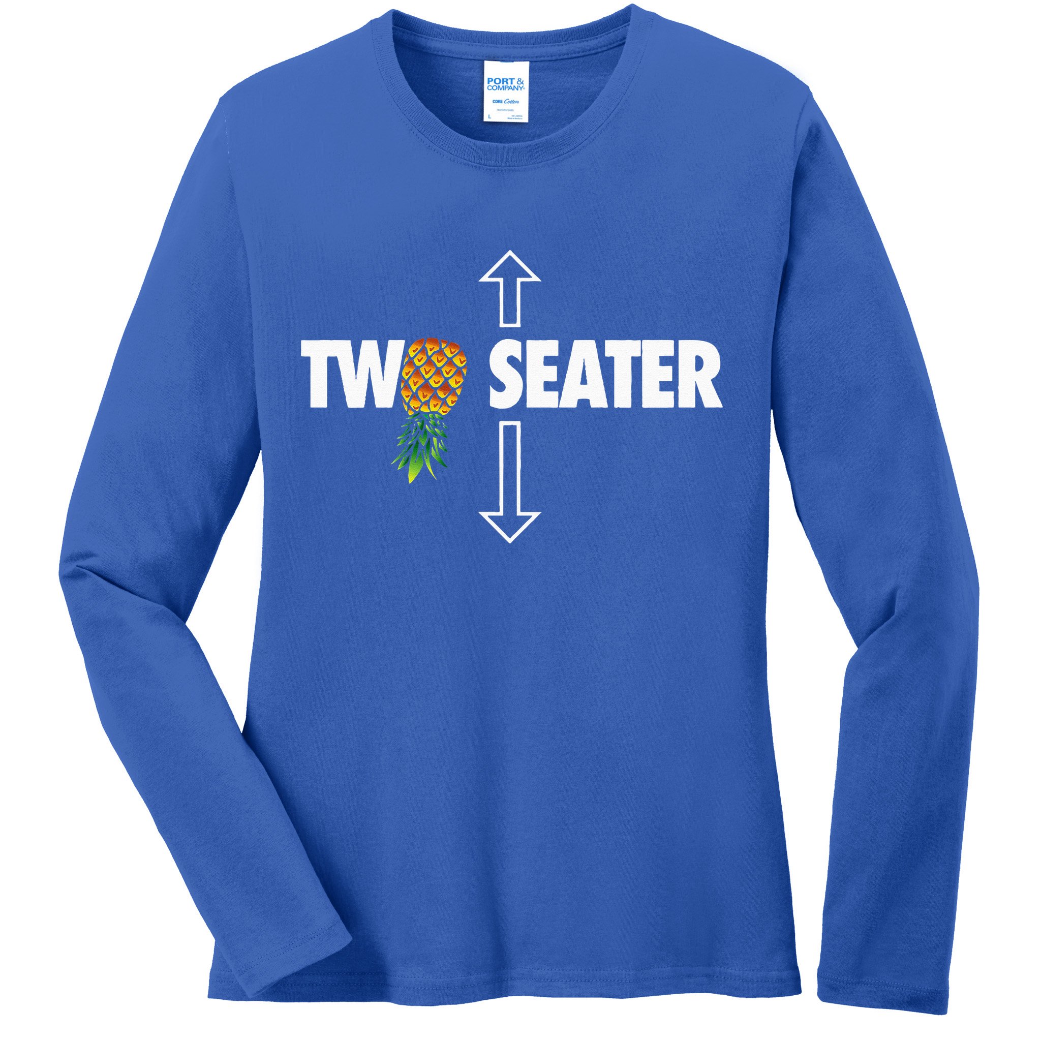 Two Seater Swinger Funny Upside Down Pineapple Swinger Ladies Long Sleeve Shirt