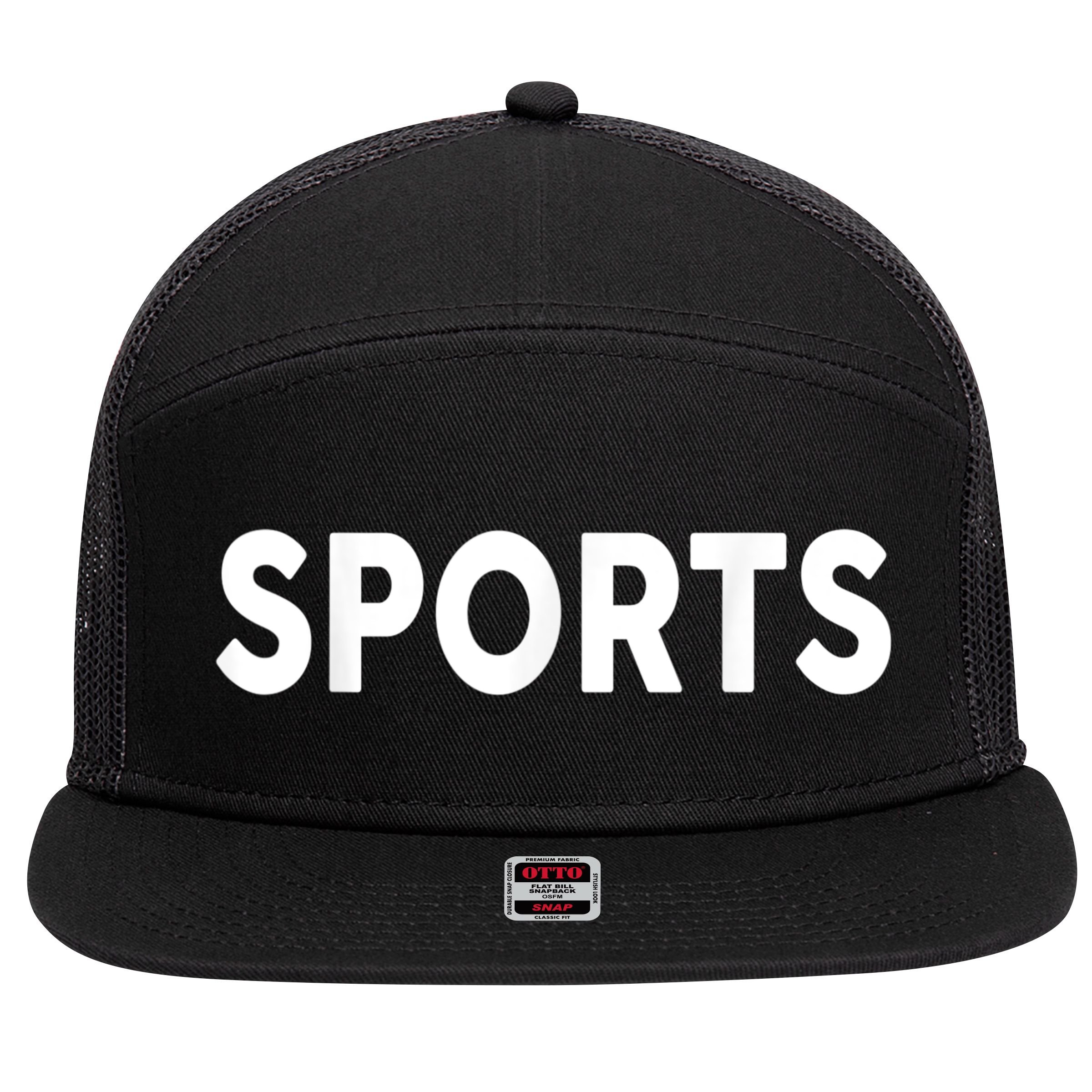 That Says Sports The Word Sports 7 Panel Mesh Trucker Snapback Hat