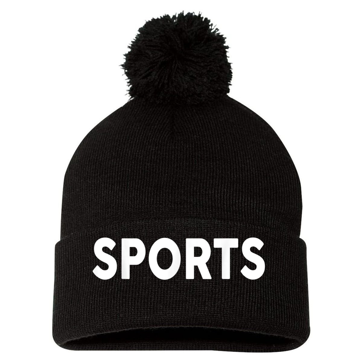 That Says Sports The Word Sports Pom Pom 12in Knit Beanie