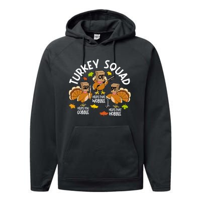 Turkey Squad Slp Ot Pt Therapy Team Fall Thanksgiving Performance Fleece Hoodie