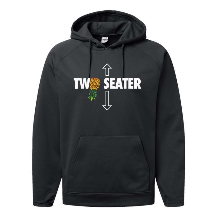 Two Seater Swinger Funny Upside Down Pineapple Swinger Performance Fleece Hoodie