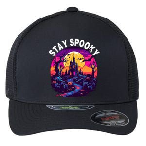 Title: Stay Spooky Graveyard Spooky Haunted House Funny Halloween Flexfit Unipanel Trucker Cap