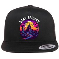 Title: Stay Spooky Graveyard Spooky Haunted House Funny Halloween Flat Bill Trucker Hat