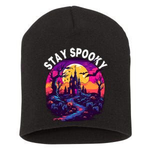 Title: Stay Spooky Graveyard Spooky Haunted House Funny Halloween Short Acrylic Beanie