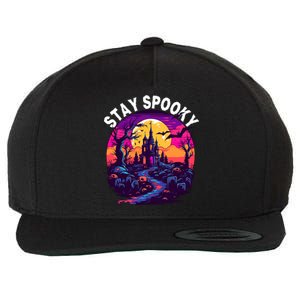 Title: Stay Spooky Graveyard Spooky Haunted House Funny Halloween Wool Snapback Cap