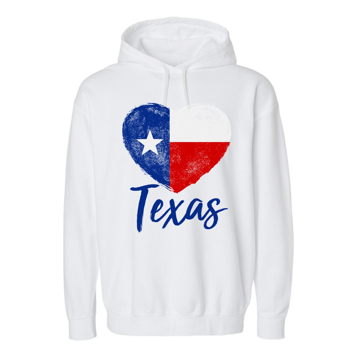 Texas Strong State Flag Heart Garment-Dyed Fleece Hoodie