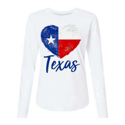 Texas Strong State Flag Heart Womens Cotton Relaxed Long Sleeve T-Shirt