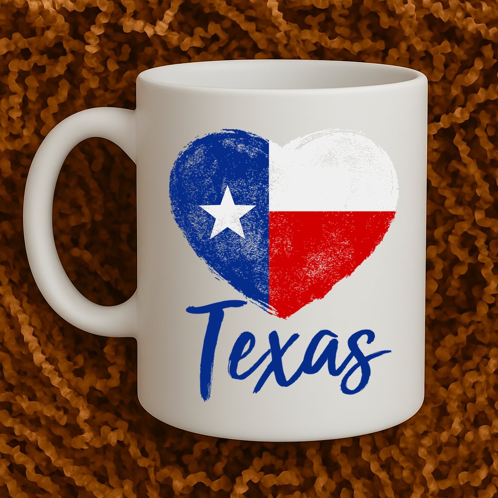 Texas Strong State Flag Heart Mug