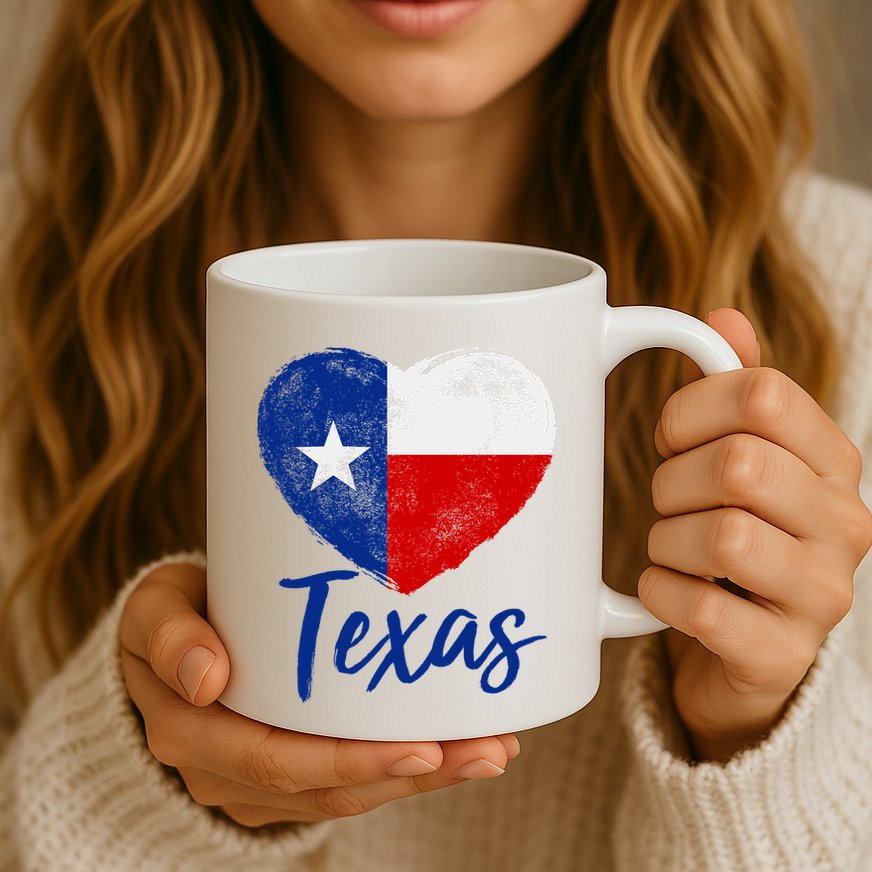 Texas Strong State Flag Heart Mug
