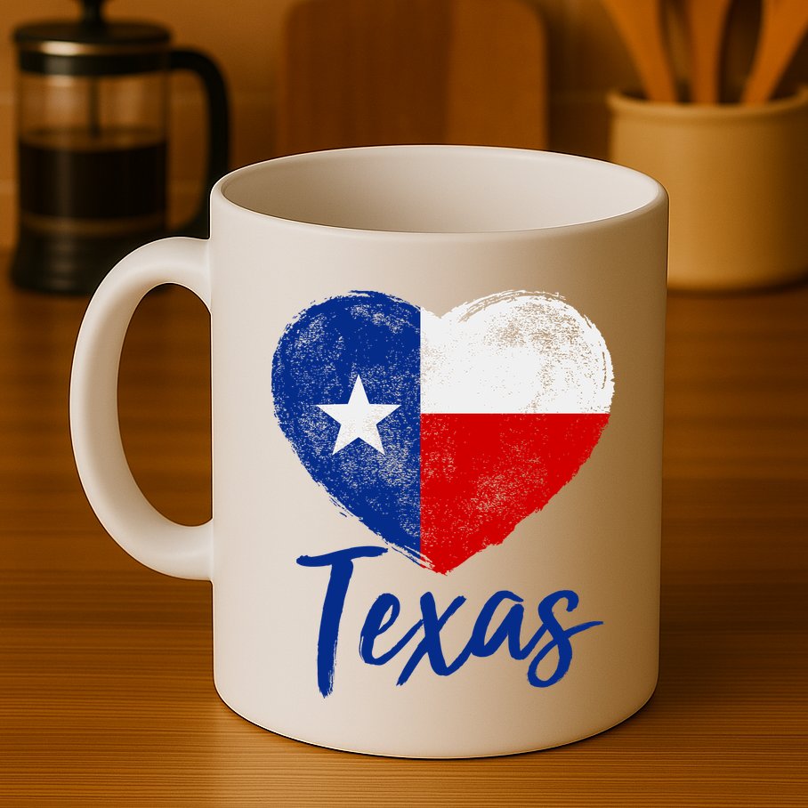 Texas Strong State Flag Heart Mug