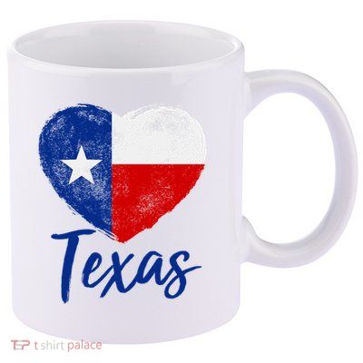Texas Strong State Flag Heart 11oz C Handle Ceramic Mug
