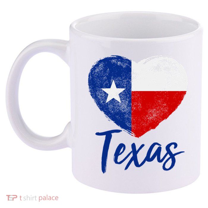 Texas Strong State Flag Heart 11oz C Handle Ceramic Mug