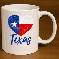 Texas Strong State Flag Heart 11oz C Handle Ceramic Mug