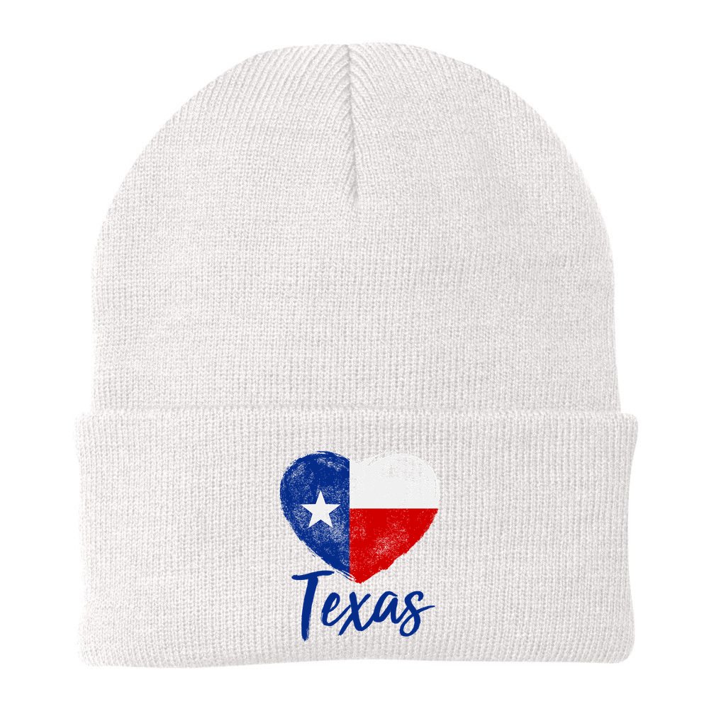 Texas Strong State Flag Heart Beanie