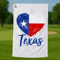 Texas Strong State Flag Heart Golf Towel
