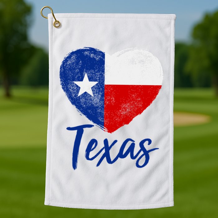 Texas Strong State Flag Heart Golf Towel