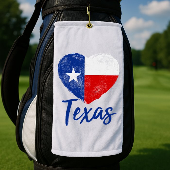 Texas Strong State Flag Heart Golf Towel