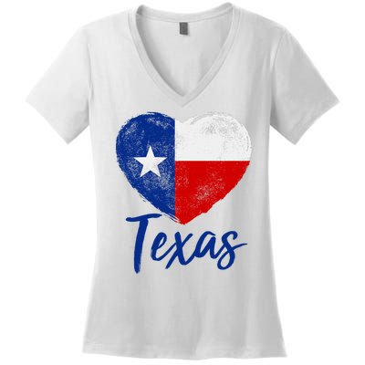 Texas Strong State Flag Heart Women's V-Neck T-Shirt