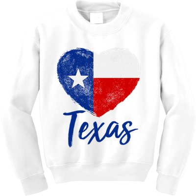 Texas Strong State Flag Heart Kids Sweatshirt