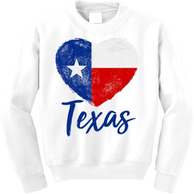 Texas Strong State Flag Heart Kids Sweatshirt