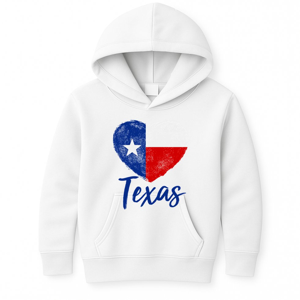 Texas Strong State Flag Heart Kids Hoodie