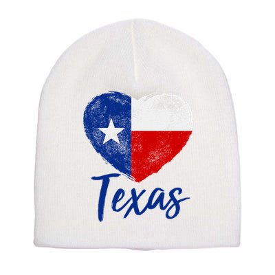Texas Strong State Flag Heart Short Acrylic Beanie