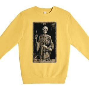 The Student Skeleton Tarot Card Cool Gift Premium Crewneck Sweatshirt