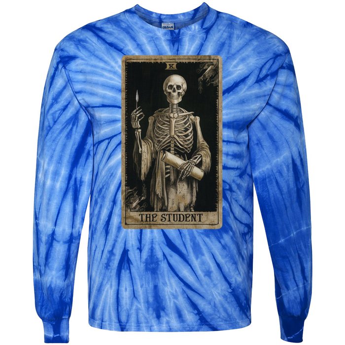 The Student Skeleton Tarot Card Cool Gift Tie-Dye Long Sleeve Shirt