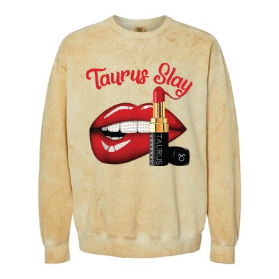 Taurus Slay Sexy Lips Zodiac April May Birthday Colorblast Crewneck Sweatshirt