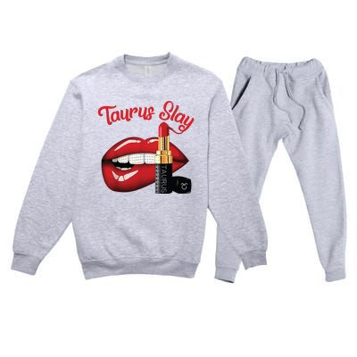 Taurus Slay Sexy Lips Zodiac April May Birthday Premium Crewneck Sweatsuit Set