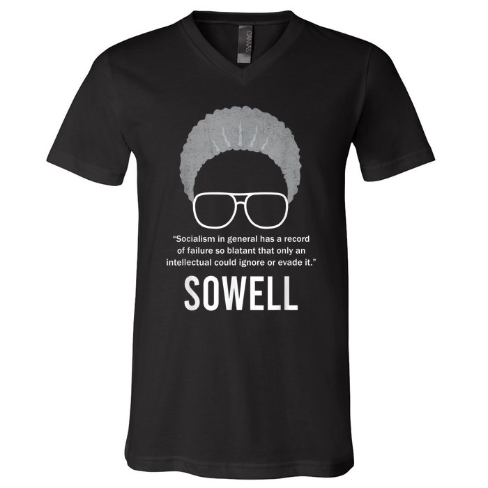 Thomas Sowell Socialism Quote Black History Month V-Neck T-Shirt