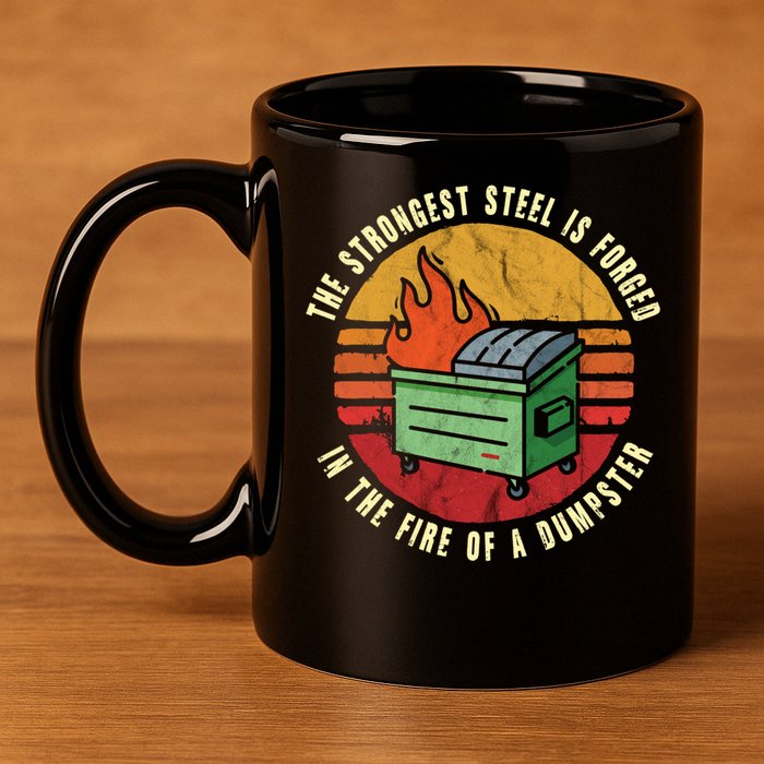 The Strongest Steel Is Forged In The Fire Of A Dumpster Gift 11oz C Handle Ceramic Mug