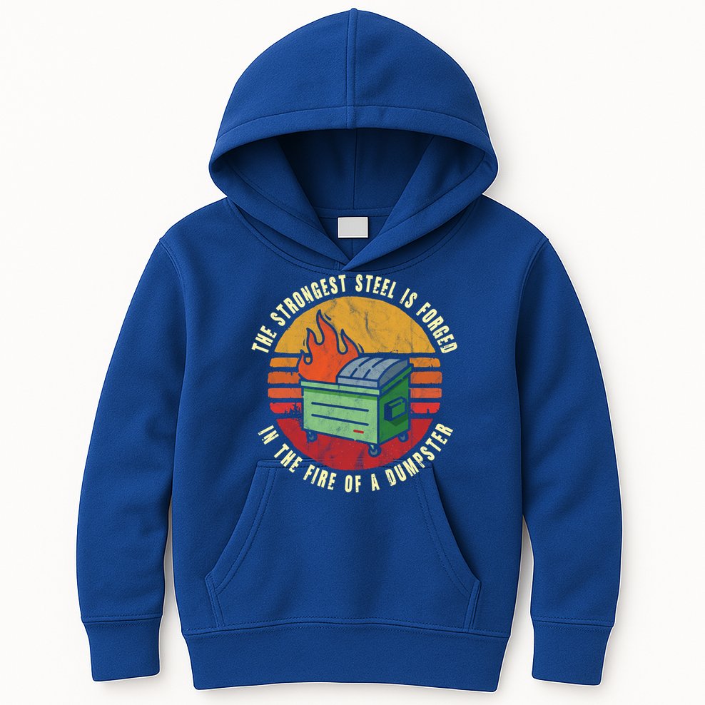 The Strongest Steel Is Forged In The Fire Of A Dumpster Gift Kids Hoodie