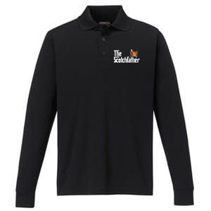 The Scotchfather Scotch Father Dad Father's Day Drinking Performance Long Sleeve Polo