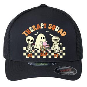 Therapy Squad SLP OT PT Groovy Halloween Speech Physical Flexfit Unipanel Trucker Cap