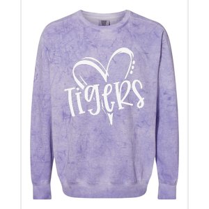 Tigers School Sports Fan Team Spirit Heart Colorblast Crewneck Sweatshirt