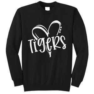 Tigers School Sports Fan Team Spirit Heart Sweatshirt