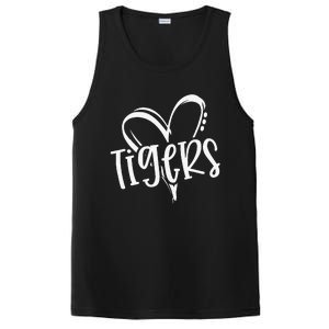 Tigers School Sports Fan Team Spirit Heart PosiCharge Competitor Tank