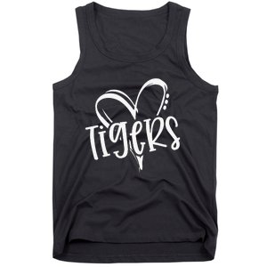 Tigers School Sports Fan Team Spirit Heart Tank Top