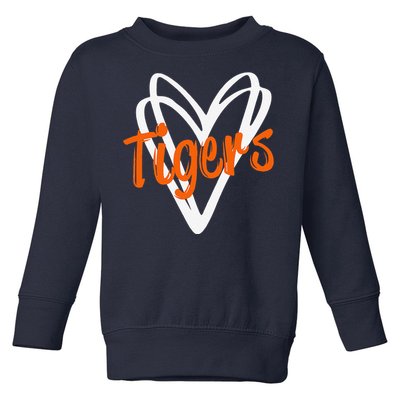 Tigers School Sports Fan Team Spirit Mascot Cute Heart Gift Toddler Sweatshirt